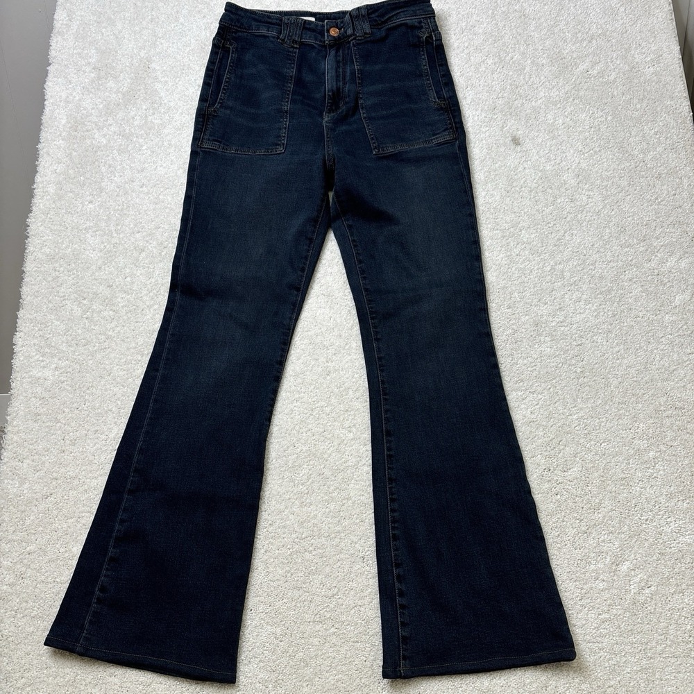 Anthropologie Pilcro The‎ Icon Flare Jeans Women's Size 29 Blue Patch Pockets